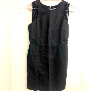 LOFT ANNE TYLER KNEE LENGTH BLACK DRESS DETAILED WITH LACE